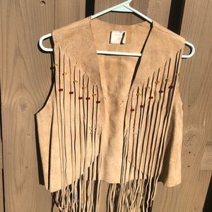 ‼️SOLD‼️Fringe and beaded vintage suede vest